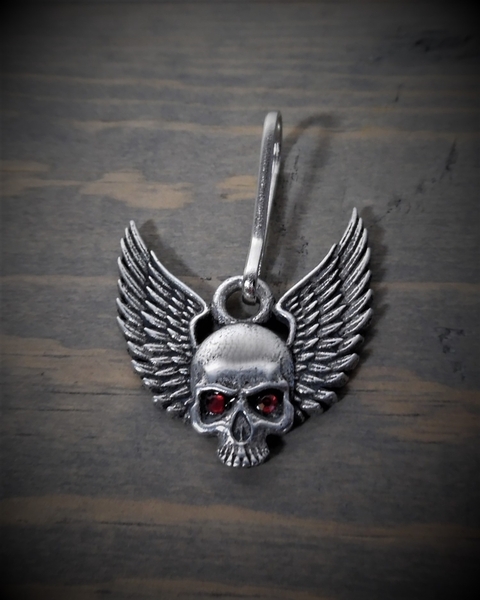 BZP-35 Skull Upwing Diamond Zipper Pull | Zipper Pulls