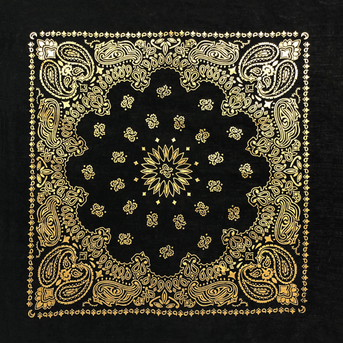 BD2520 Black Gold Metalic Paisley | Bandanas
