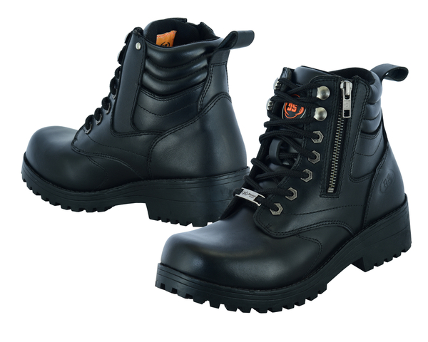 DS9768 Women's Side Zipper Plain Toe Boots | Women's Motorcycle Boots