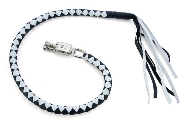 GBW204 Leather Biker WhipWhite/Black | Get Back Whips