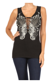 2226 BLACK Edgy Pistol Tank Top | Women's Shirts