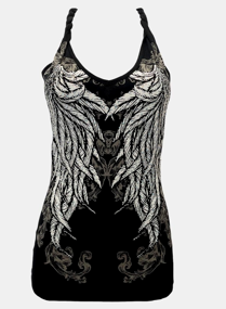 2267Plus BLACK Stunning Twist Halter Top | Women's Shirts