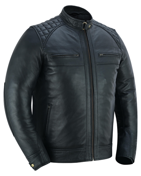 Men's Faux Leather Jacket With Snap Button Collar | Men's Leather Motorcycle Jackets