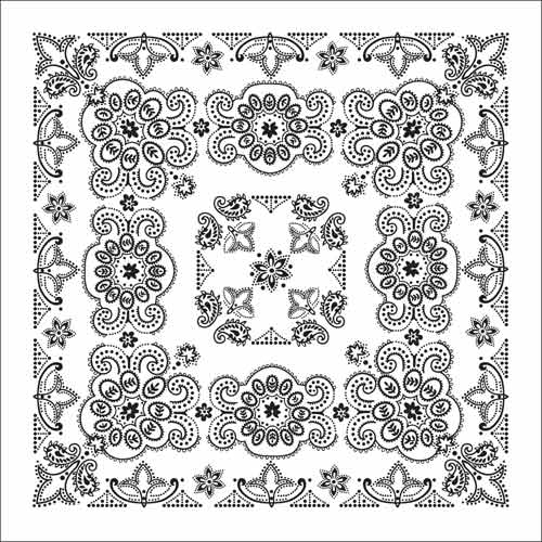 BD2506 Bandana Texas Paisley White [27 x27] | Bandanas
