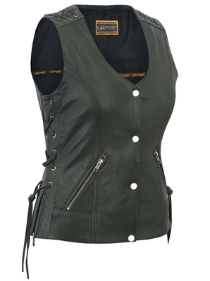 DS285 Womens Vest with Grommet and Lacing Accents