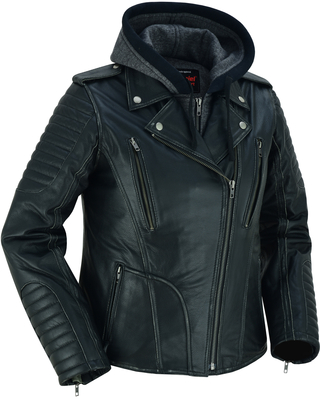 DS877 Womens M/C Jacket with Rub-Off Finish