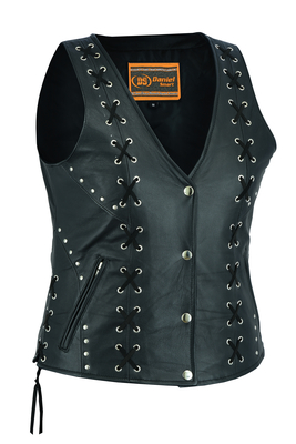 DS234 Womens Open neck Vest with Lacing Details