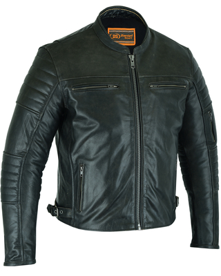 DS754 Mens Modern Crossover Scooter Jacket - Gun Metal Brown