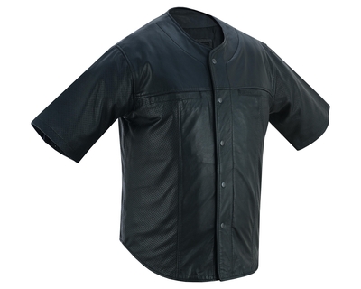 DS775 Leather Baseball Motorcycle Shirt
