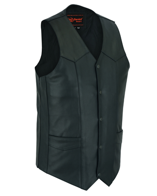DS162TALL Mens Tall Classic Biker Leather Vest