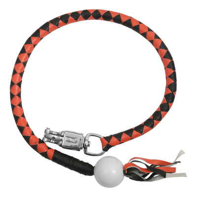 GBW209B Leather Biker WhipOrange/Black W / White Pool Ball